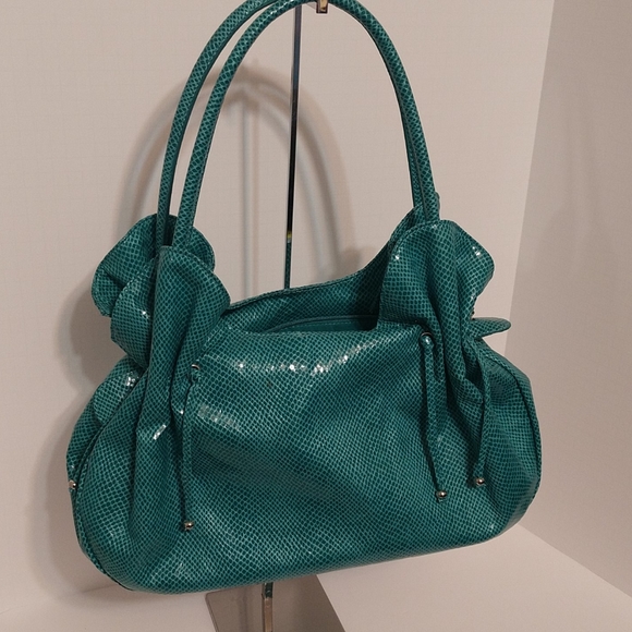 Turquoise Croc Ruffle Nine West Shoulder Bag - Picture 5 of 7